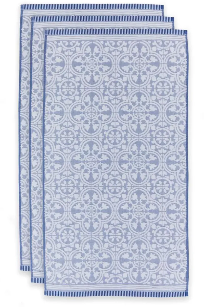 Badhanddoek Set/3 Tile De Pip Blauw 55X100 Cm<Pip Studio Online