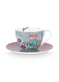 Flower Festival Cappuccino Kop & Schotel Lichtblauw<Pip Studio New