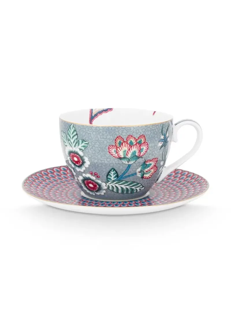 Flower Festival Cappuccino Kop & Schotel Lichtblauw<Pip Studio New