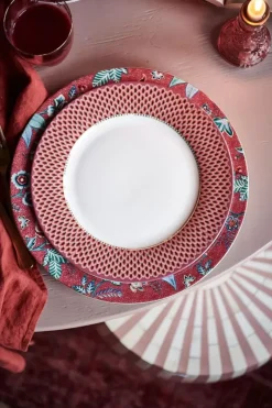 Flower Festival Dinerbord Rood/Donker 26.5 Cm<Pip Studio Outlet