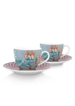 Flower Festival Set/2 Espresso Kop & Schotel Licht<Pip Studio Discount