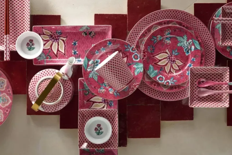 Flower Festival Set/4 Ontbijtborden Donker 21Cm<Pip Studio Best