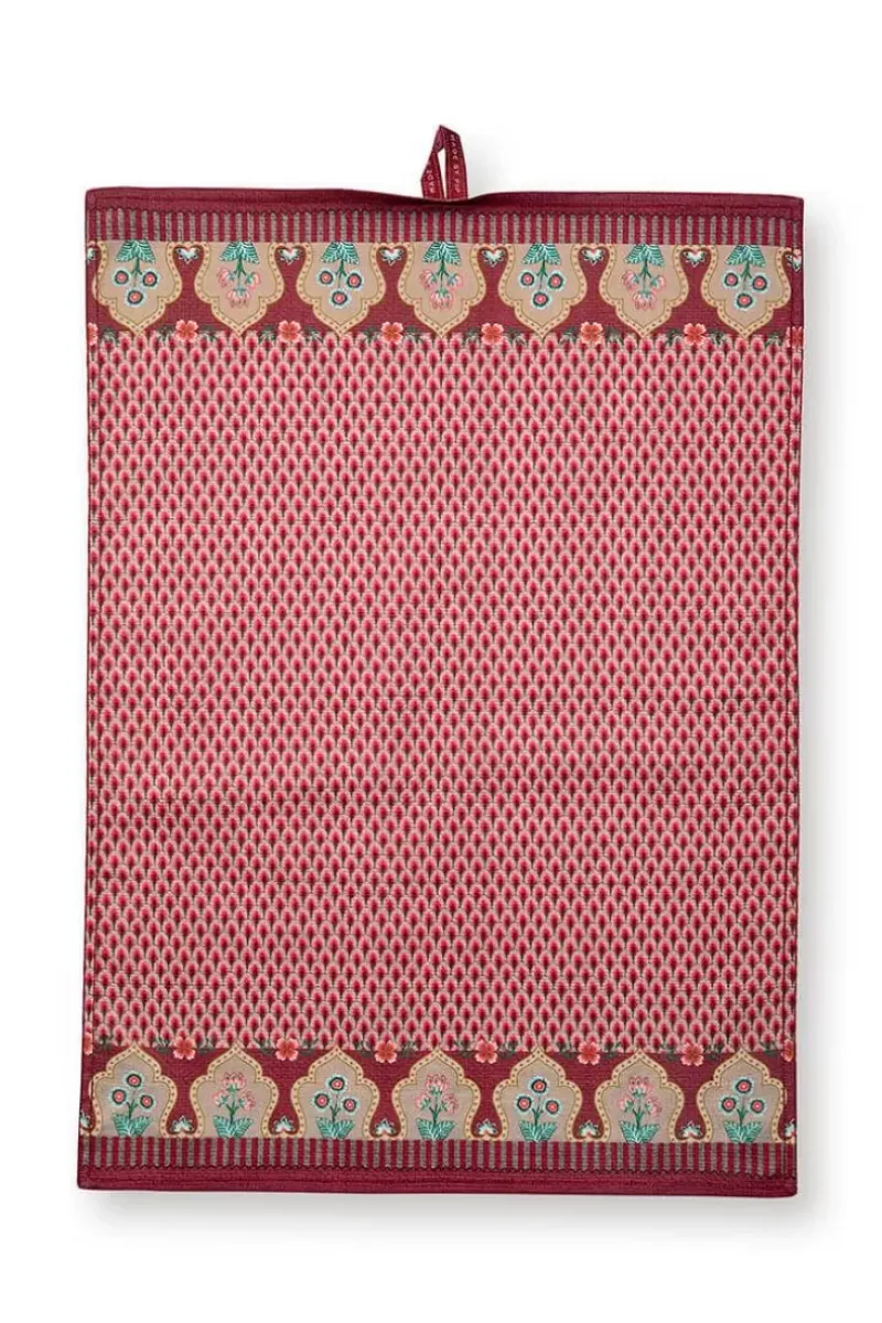 Flower Festival Tea Towel Red/Dark Pink<Pip Studio Clearance