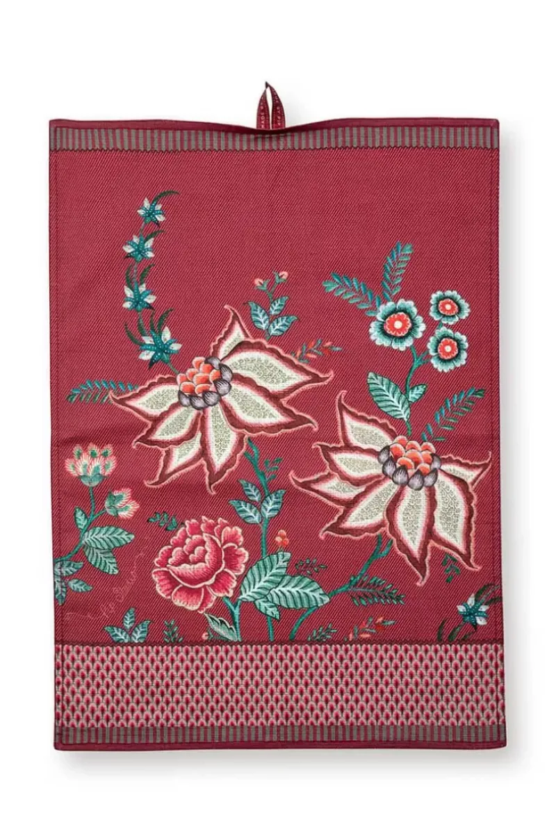 Flower Festival Tea Towel Dark Pink<Pip Studio Sale