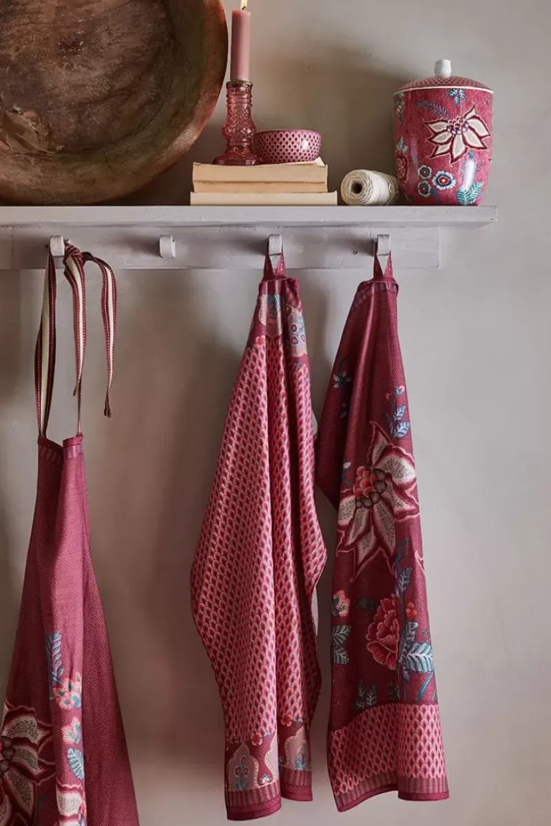 Flower Festival Tea Towel Dark Pink<Pip Studio Sale
