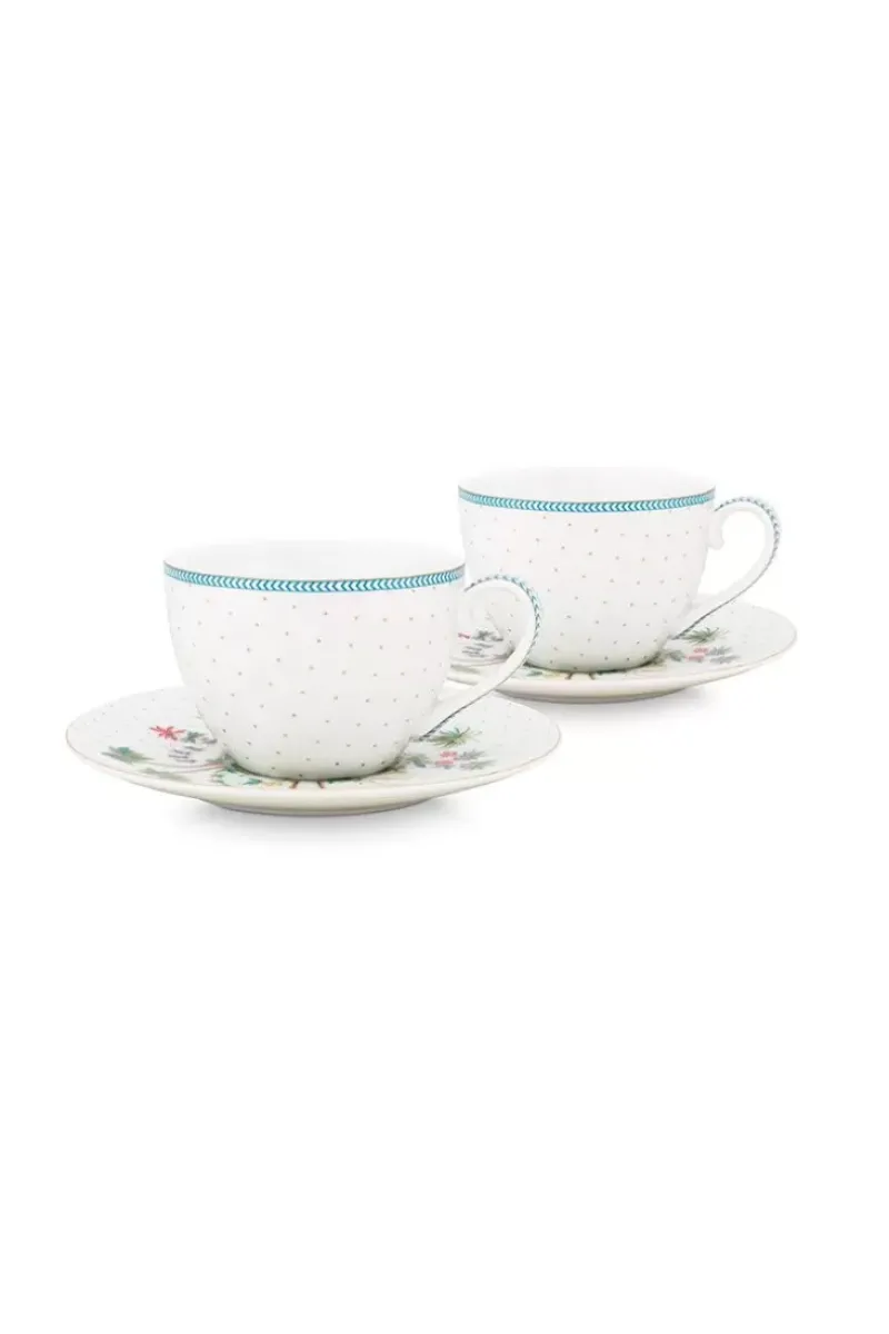 Jolie Set/2 Cappuccino Kop & Schotel Dots Gold<Pip Studio Discount