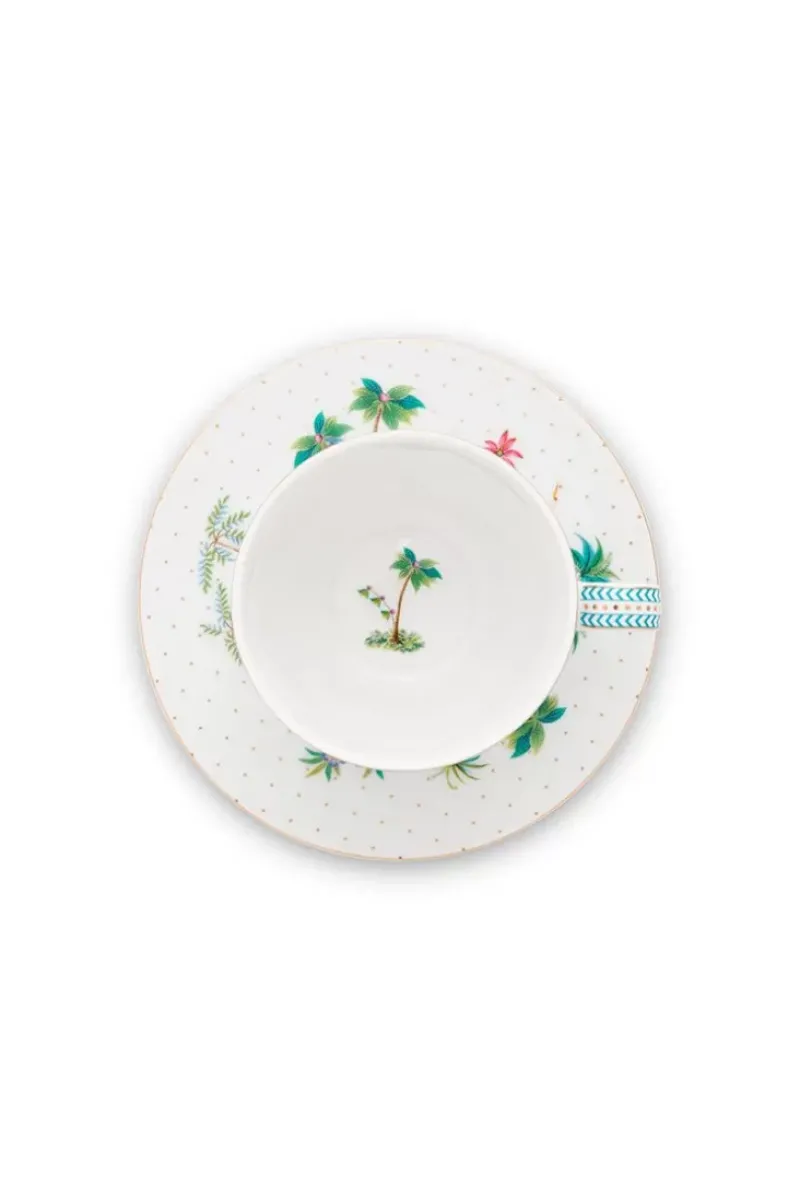 Jolie Set/2 Cappuccino Kop & Schotel Dots Gold<Pip Studio Discount