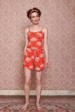 Korte Broek Flora Firenze Koraal<Pip Studio New