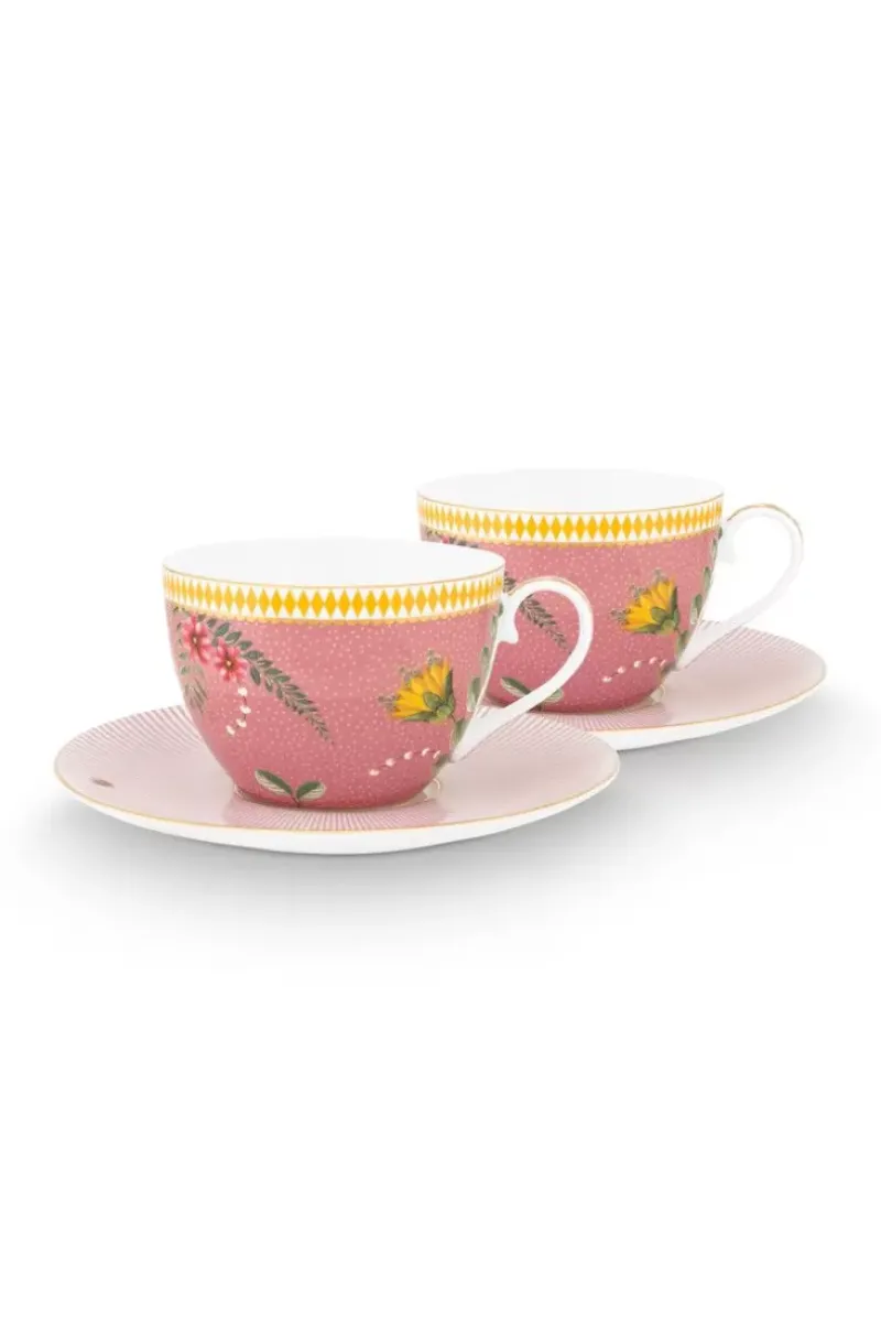 La Majorelle Set/2 Cappuccino Kop & Schotel Roze<Pip Studio Best