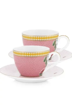 La Majorelle Set/2 Espresso Kop & Schotel Roze<Pip Studio