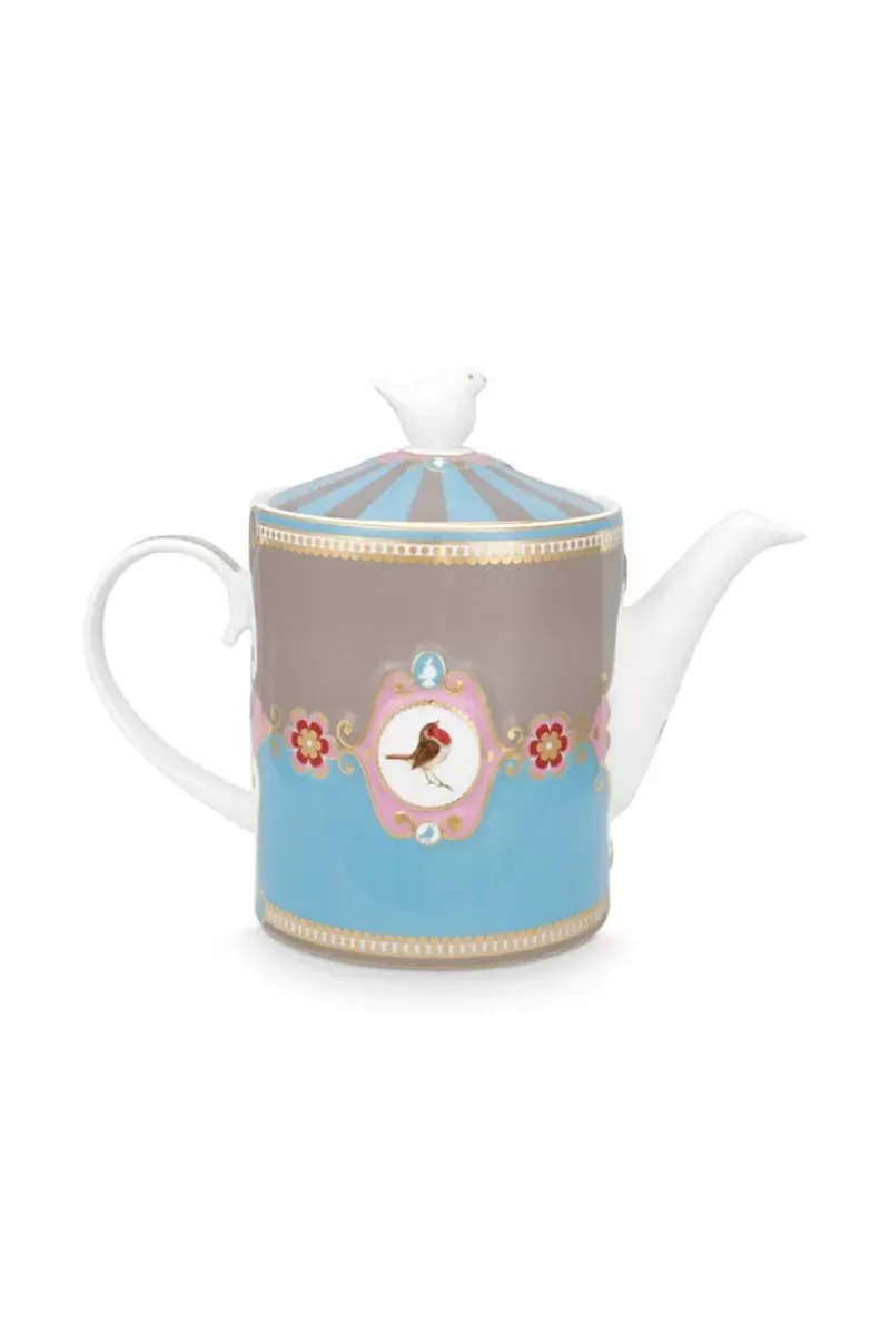 Love Birds Theepot Medium Blauw/Khaki<Pip Studio Online