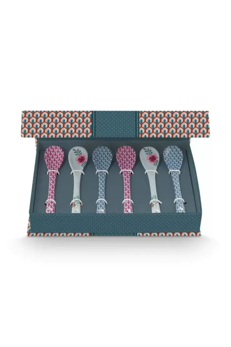 Oriental Flower Festival Set/6 Theelepels<Pip Studio New
