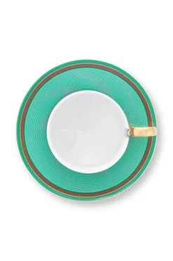 Pip Chique Stripes Cappuccino Kop & Schotel Roze/Groen<Pip Studio Discount