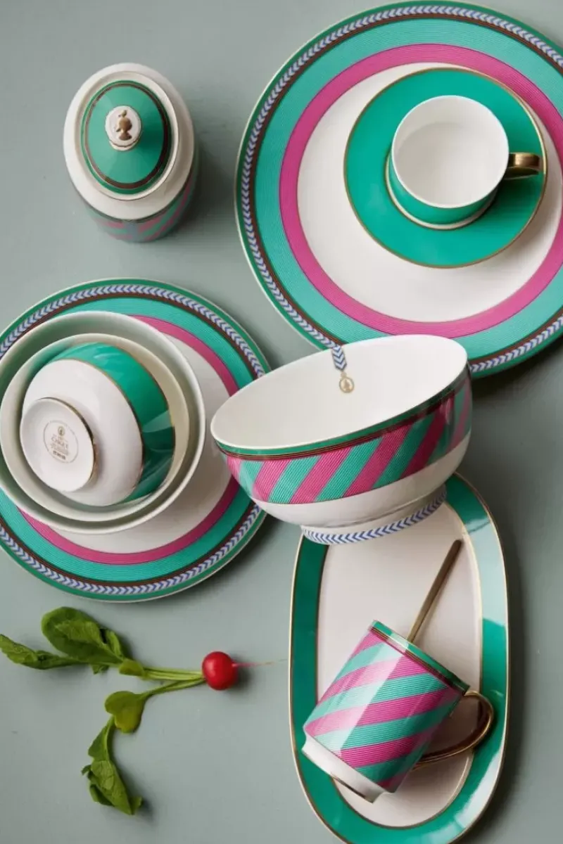 Pip Chique Stripes Kom Roze/Groen 18Cm<Pip Studio Clearance