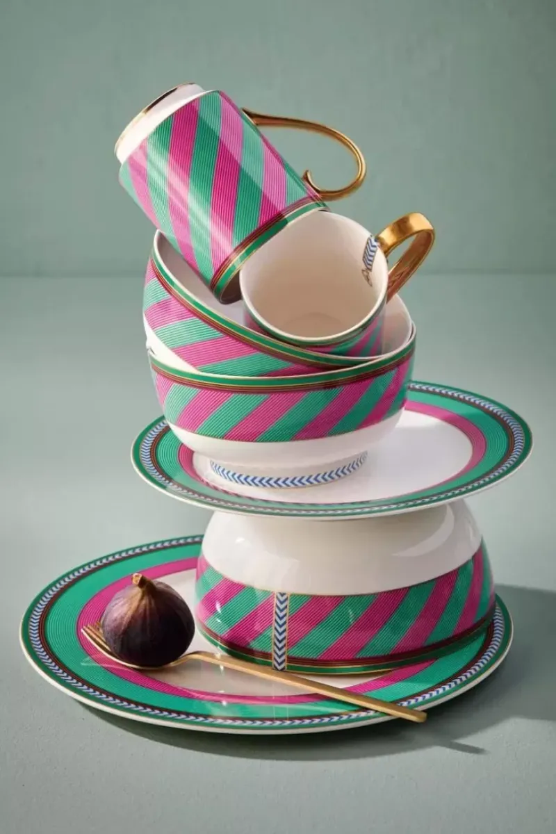 Pip Chique Stripes Kom Roze/Groen 18Cm<Pip Studio Clearance