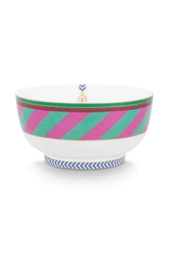 Pip Chique Stripes Kom Roze/Groen 15.5Cm<Pip Studio Outlet