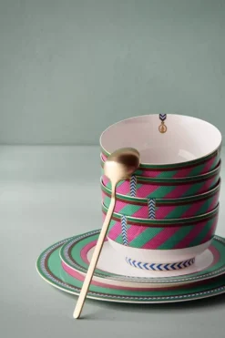 Pip Chique Stripes Kom Roze/Groen 15.5Cm<Pip Studio Outlet