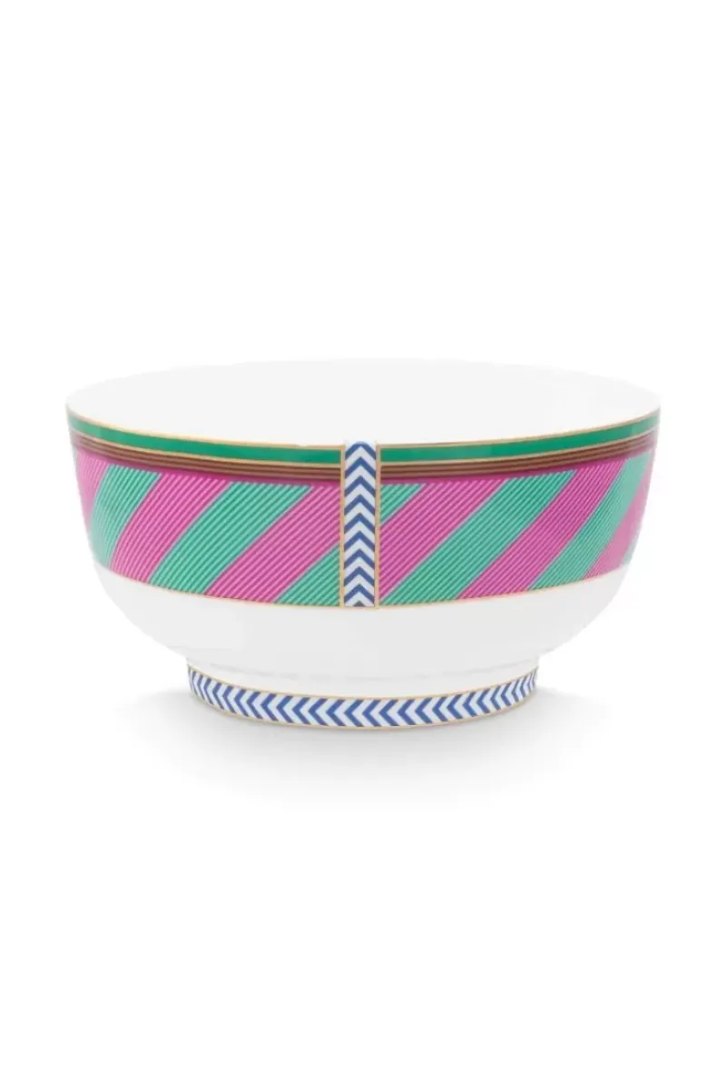 Pip Chique Stripes Kom Roze/Groen 15.5Cm<Pip Studio Outlet