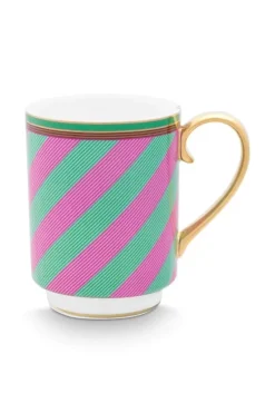 Pip Chique Stripes Mok Groot Roze/Groen 350Ml<Pip Studio Best