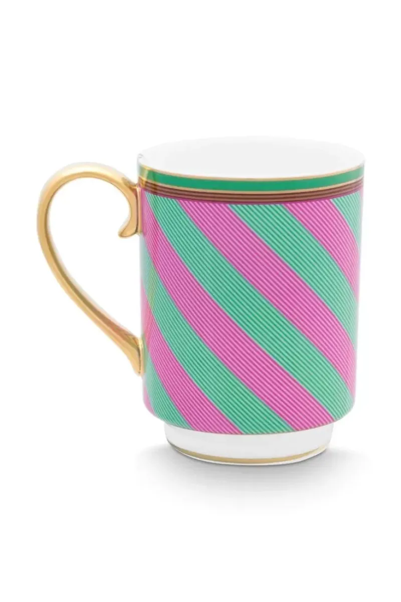 Pip Chique Stripes Mok Groot Roze/Groen 350Ml<Pip Studio Best