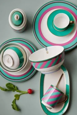 Pip Chique Stripes Ontbijtbord Roze/Groen 23Cm<Pip Studio Sale
