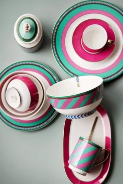 Pip Chique Stripes Ontbijtbord Roze/Groen 23Cm<Pip Studio Sale