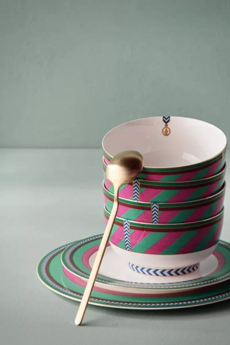 Pip Chique Stripes Ontbijtbord Roze/Groen 23Cm<Pip Studio Sale