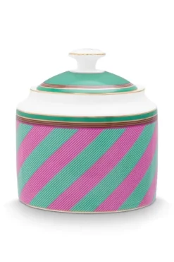 Pip Chique Stripes Suikerpot Roze/Groen<Pip Studio Discount