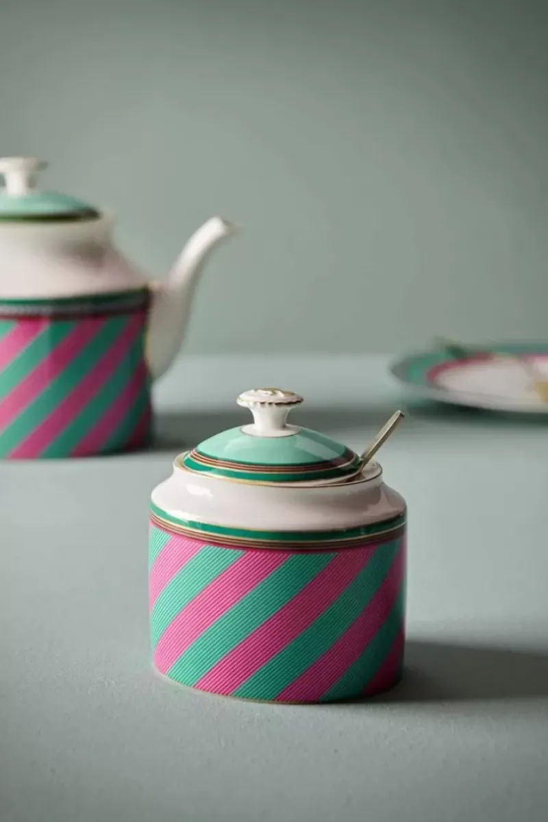 Pip Chique Stripes Suikerpot Roze/Groen<Pip Studio Discount