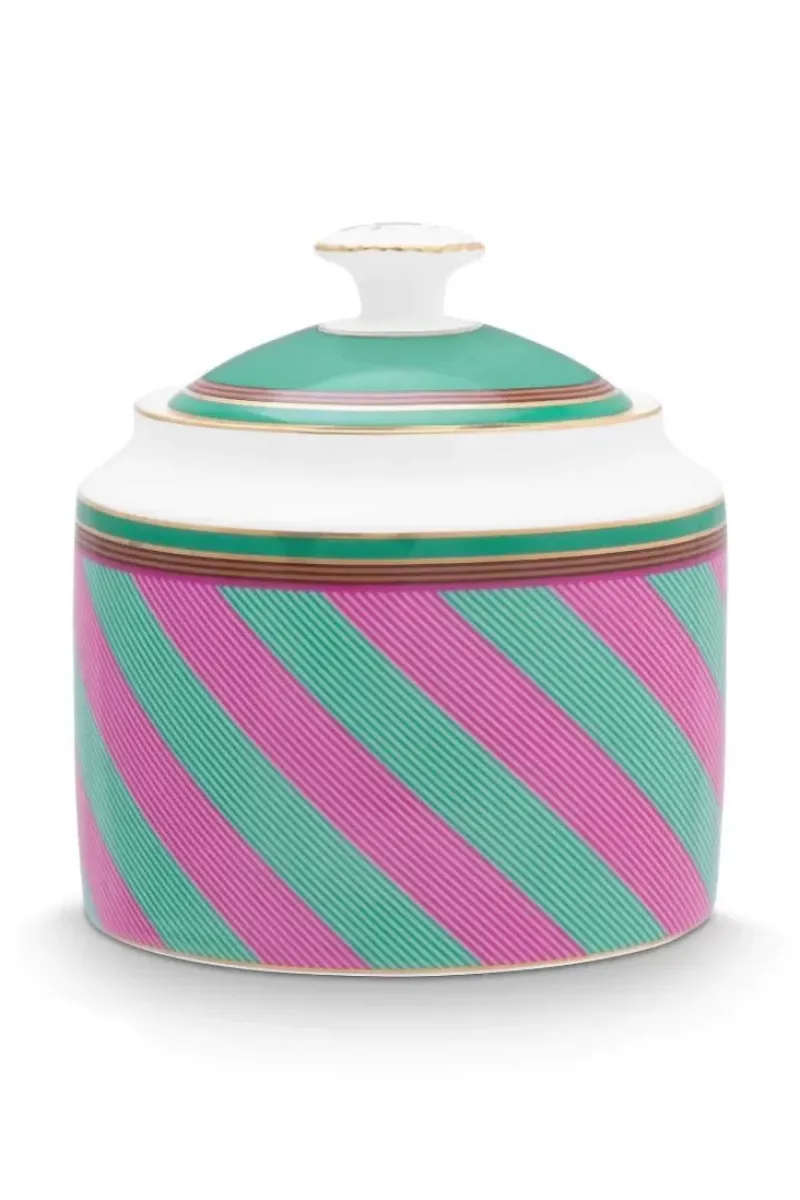 Pip Chique Stripes Suikerpot Roze/Groen<Pip Studio Discount