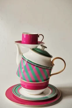 Pip Chique Stripes Theepot Groot Roze/Groen<Pip Studio Clearance