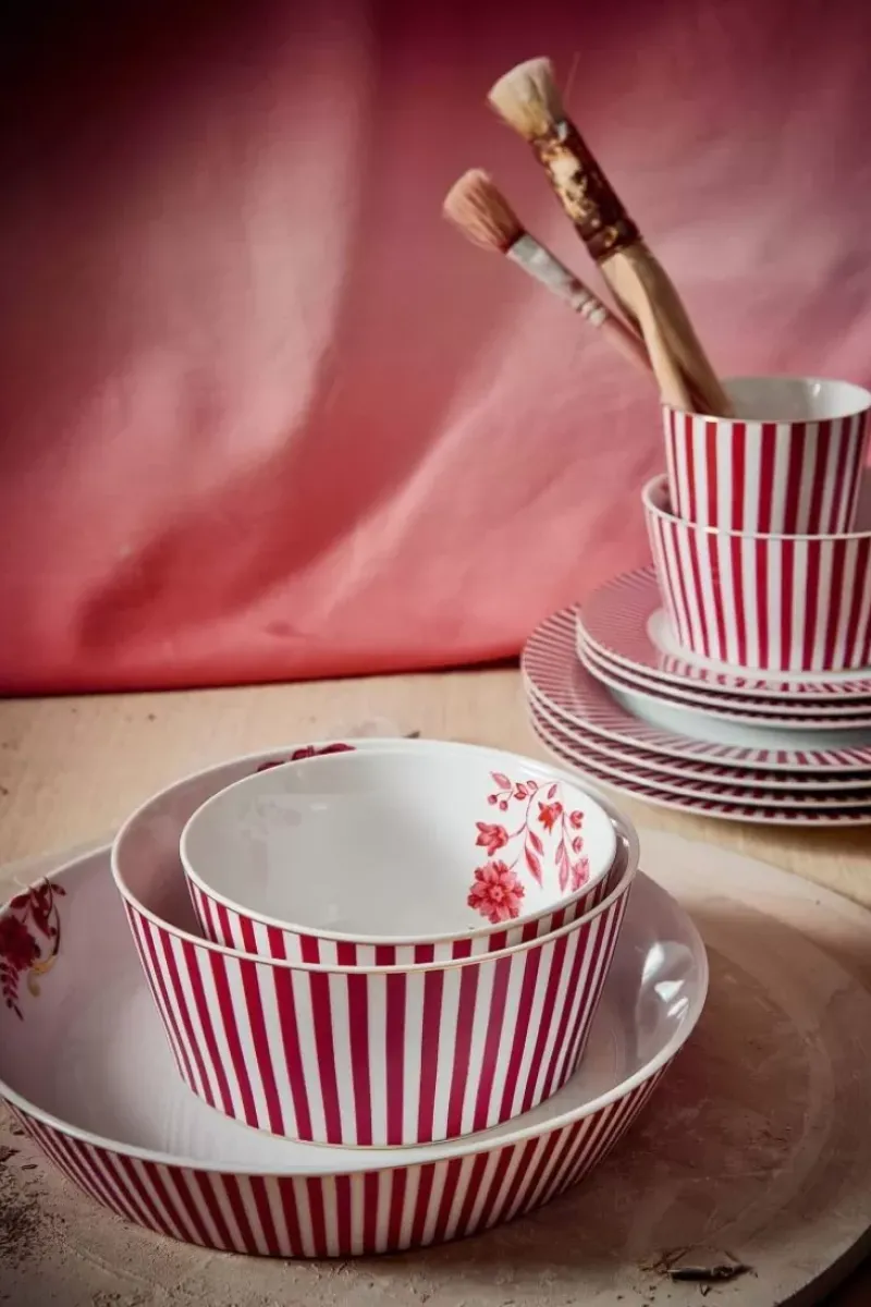 Royal Stripes Diep Bord Donkerroze 21.5Cm<Pip Studio Clearance