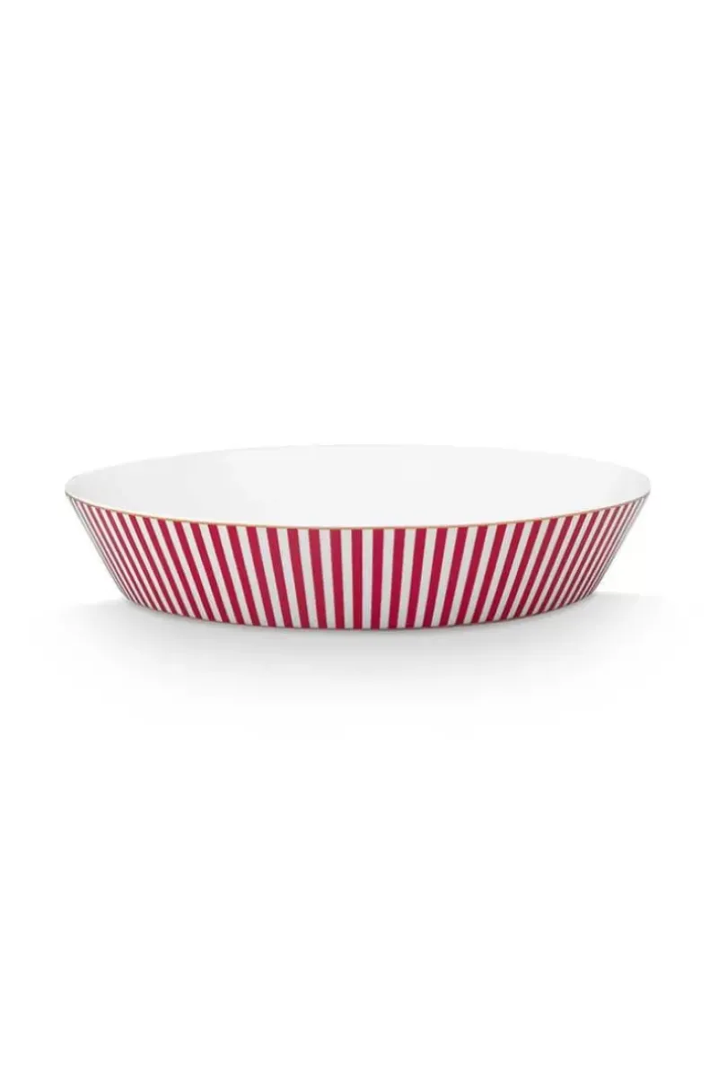 Royal Stripes Diep Bord Donkerroze 21.5Cm<Pip Studio Clearance