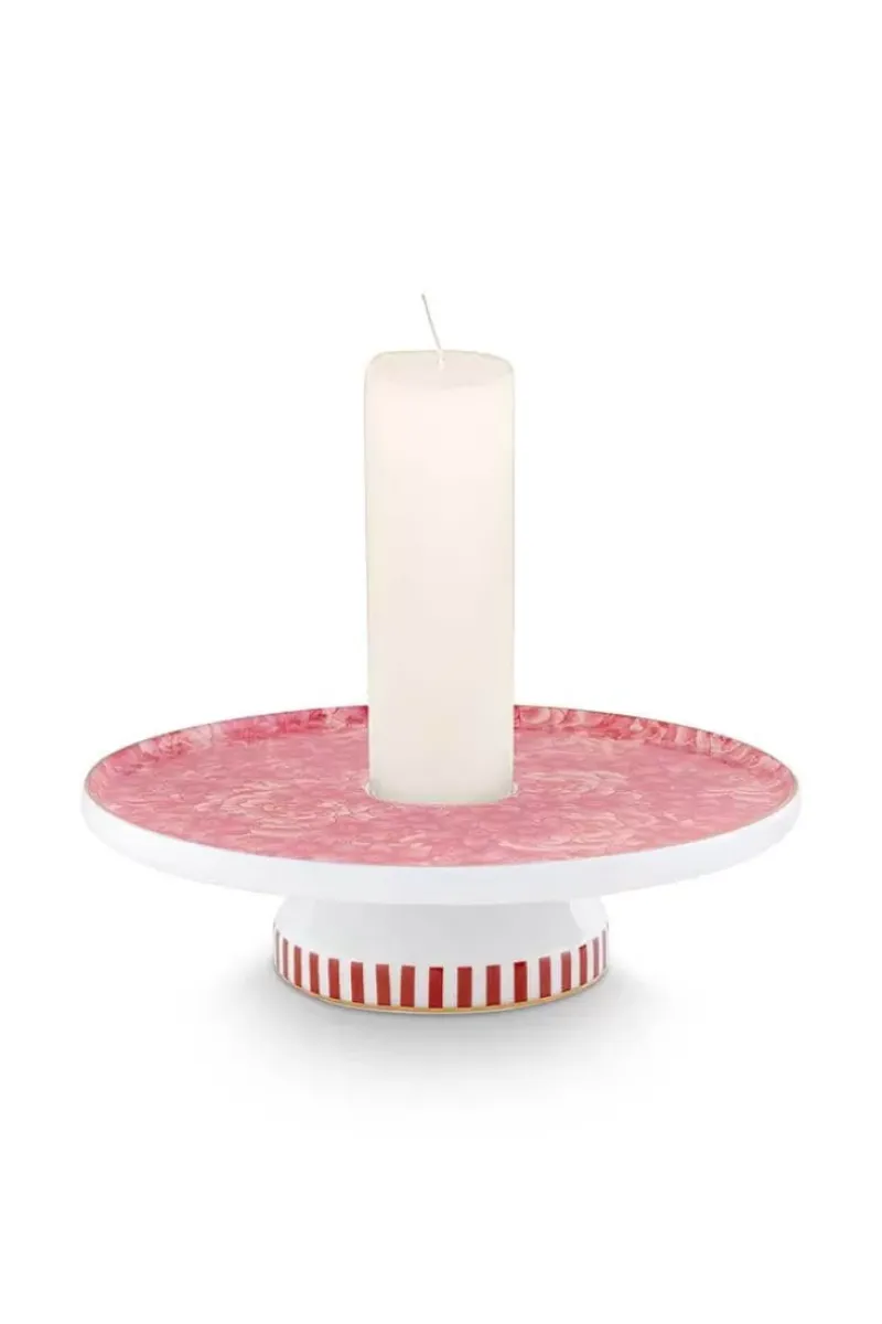 Royal Stripes Kaarshouder Bloemen Roze 14Cm<Pip Studio Clearance