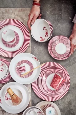 Royal Stripes Mok Bloemen Donkerroze<Pip Studio Online