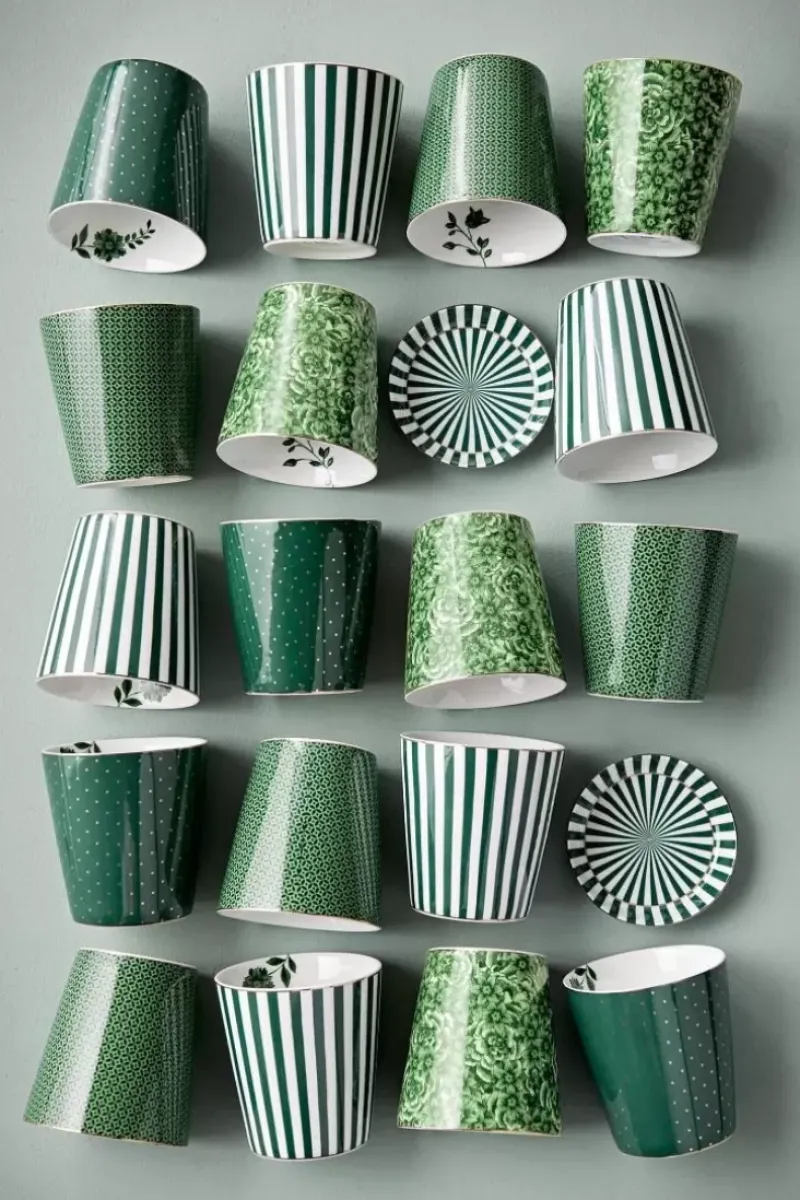 Royal Stripes Mok Stippen & Theetip Groen<Pip Studio Best