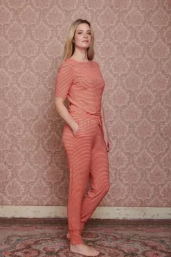 Top Korte Mouw Little Sumo Stripe Koraal<Pip Studio Discount