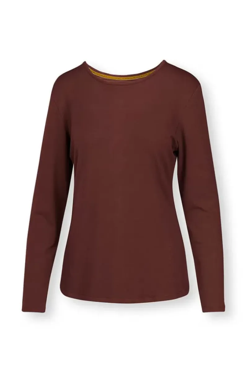 Top Lange Mouw Solid Terra Rood<Pip Studio New