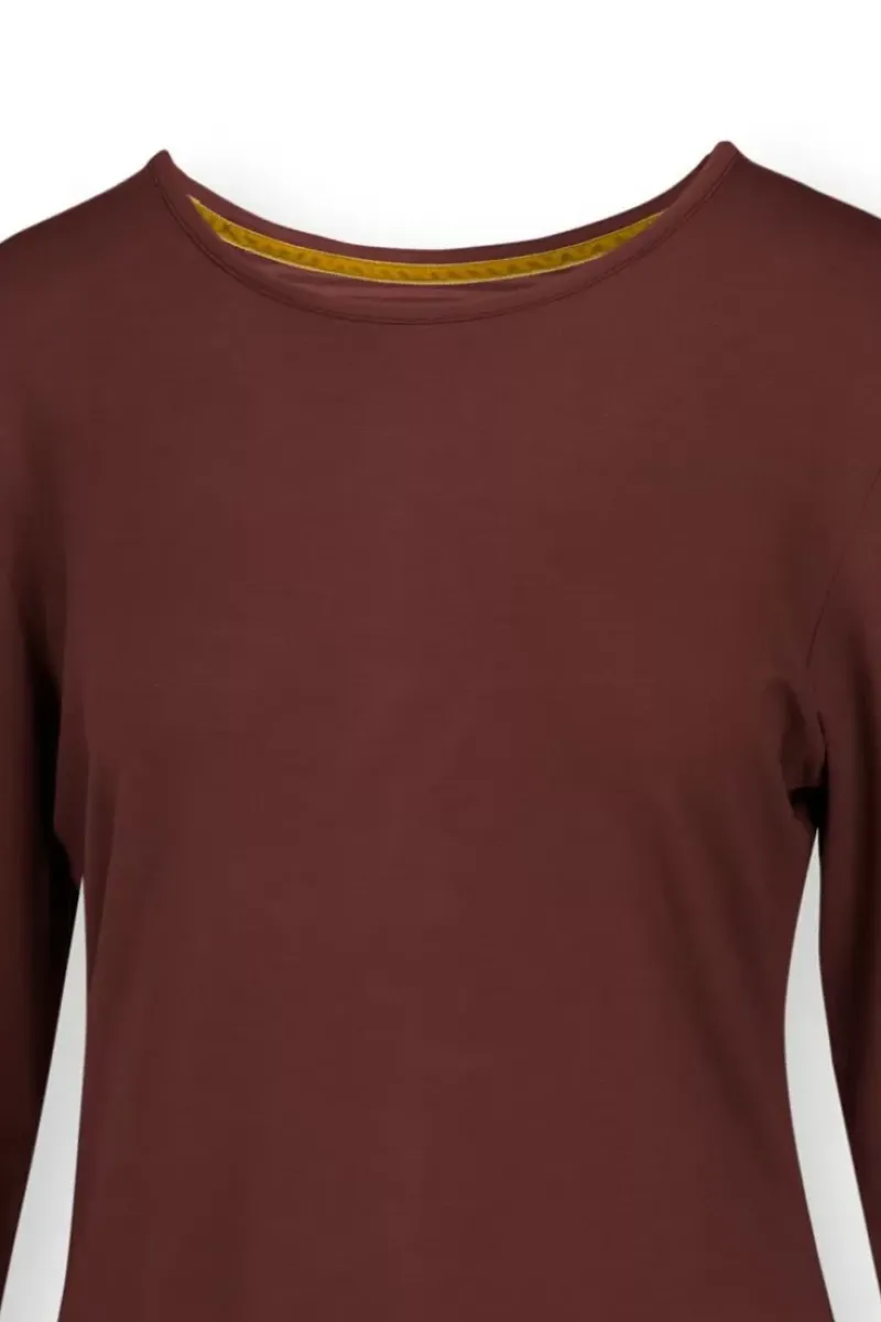 Top Lange Mouw Solid Terra Rood<Pip Studio New